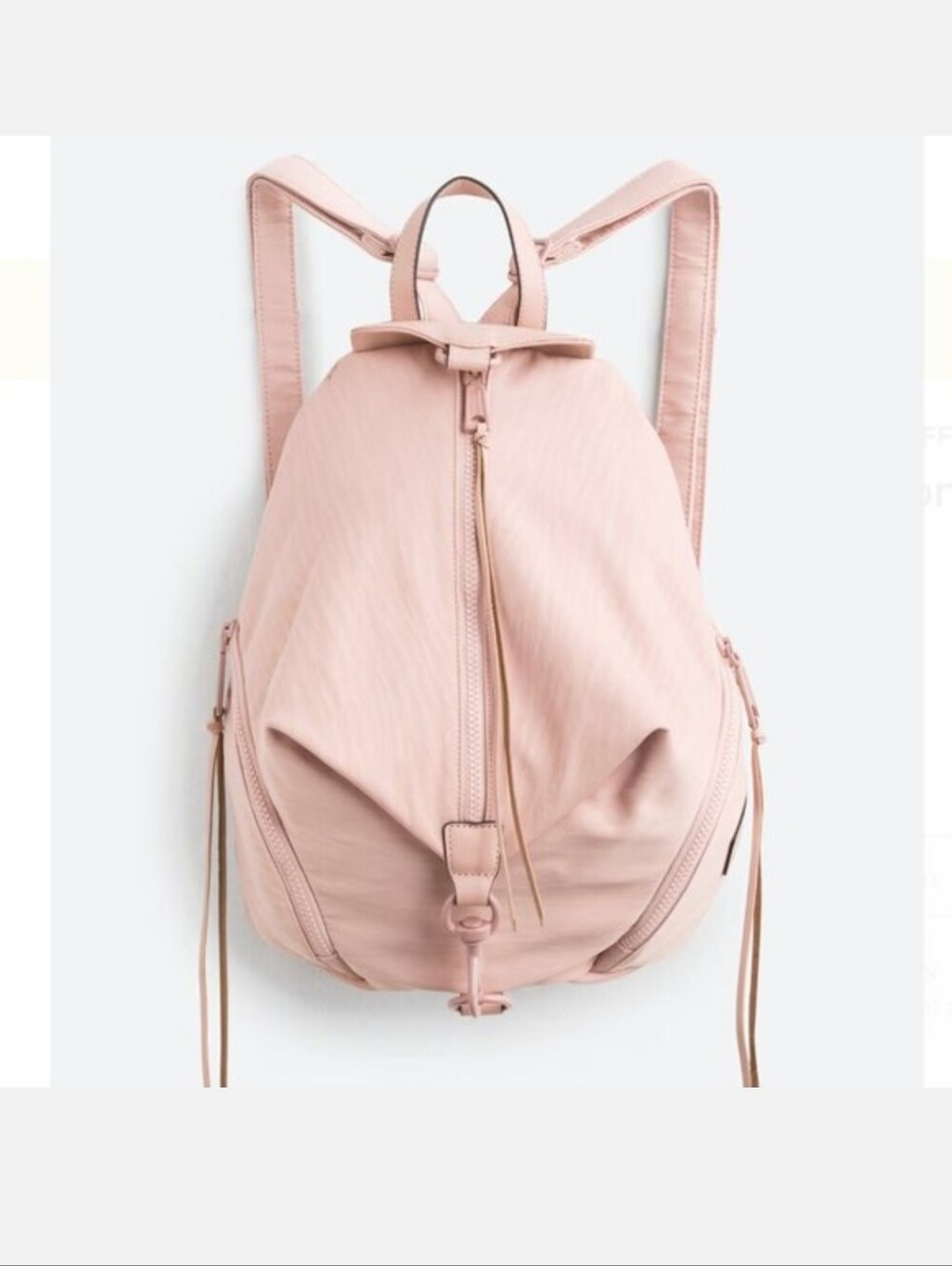 Rebecca Minkoff Julian Nylon Backpack in dusty pink with pink hardware
